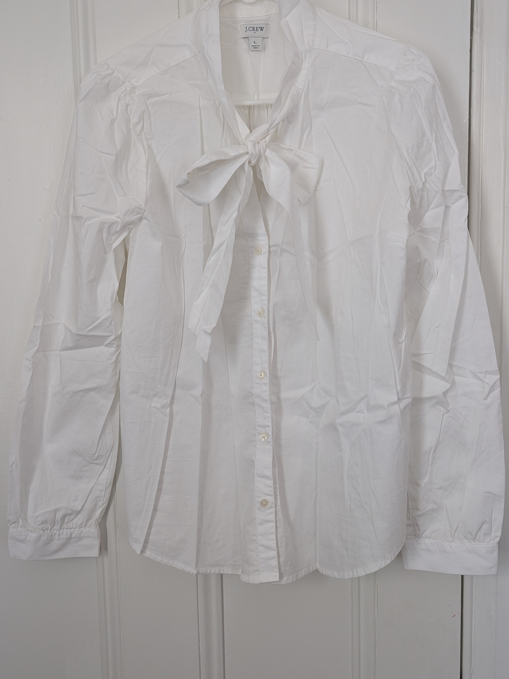 J. Crew Women’s White Bow-Tie Button-Up Shirt